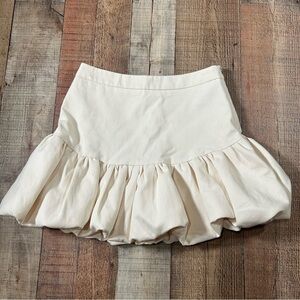 Line & Dot Cream Bubble Balloon Mini Skirt Size Small Balloon Hem Lined Romantic
